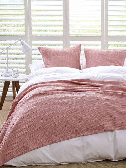 MM Linen | Ansel Throw | Pink | Optional Eurocases / Cushion Covers